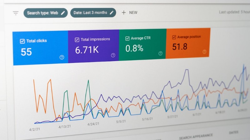 a computer screen with a bunch of data on it - Google Search Console statistics of a blog. , tags: um 2025 zu - unsplash